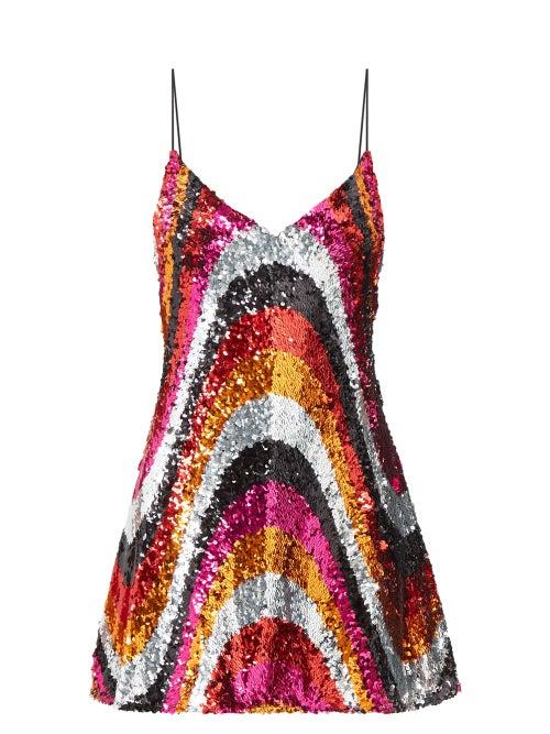 Halpern - Scoop-neck Sequinned Mini Slip Dress - Womens - Multi