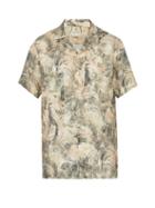 Matchesfashion.com Etro - Palm Print Linen Shirt - Mens - Beige