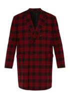 Matchesfashion.com Balenciaga - Checked Double Breasted Coat - Mens - Black Red