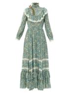 Matchesfashion.com Gucci - Liberty-print Crepe Gown - Womens - Green Print