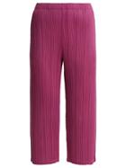 Matchesfashion.com Pleats Please Issey Miyake - Pleated Cropped Trousers - Womens - Pink