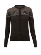 Matchesfashion.com Dolce & Gabbana - Chantilly Lace And Lam-insert Cardigan - Womens - Black Gold