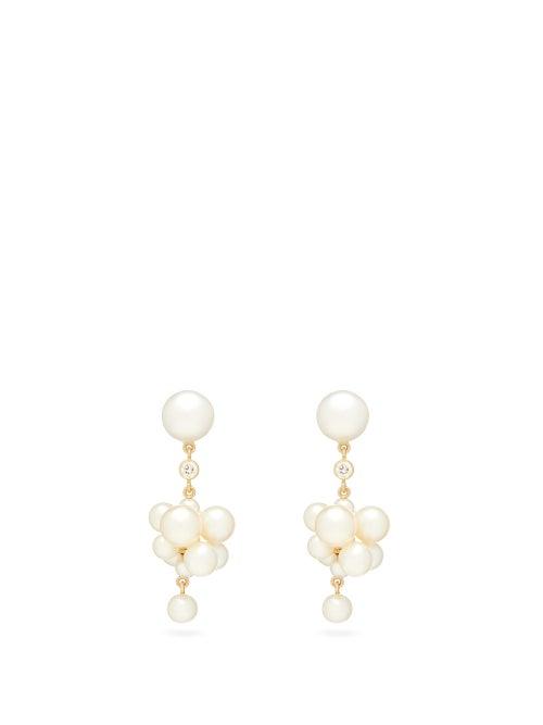 Matchesfashion.com Sophie Bille Brahe - Botticelli Diamond, Pearl & 14kt Gold Earrings - Womens - Pearl