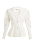 Matchesfashion.com Alessandra Rich - Peplum Crystal Button Wool Blazer - Womens - Ivory