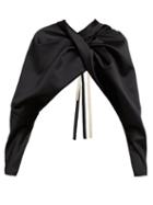 Matchesfashion.com Colville - Twist Front Cropped Satin Cape Top - Womens - Black