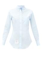 Matchesfashion.com Thom Browne - Logo-label Cotton-poplin Button-down Shirt - Womens - Blue