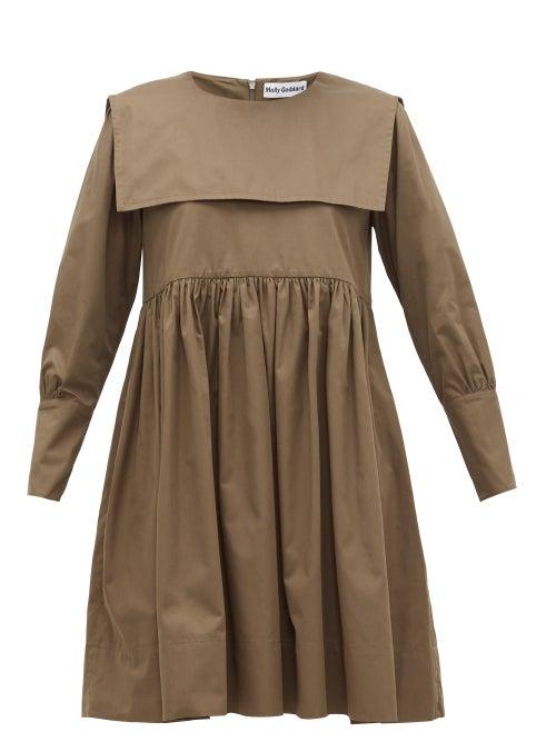Matchesfashion.com Molly Goddard - Miranda Sailor Bib Cotton Twill Dress - Womens - Khaki