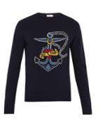 Valentino Anchor-intarsia Wool And Cashmere-blend Sweater
