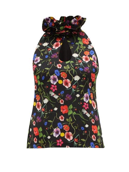 Matchesfashion.com Borgo De Nor - Katarina Surreal Print Silk Top - Womens - Black Print