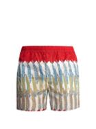 Matchesfashion.com Valentino - Feather Print Swim Shorts - Mens - Red