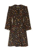 Alexander Mcqueen Obsession-print Cape-sleeved Crepe Dress