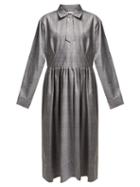 Matchesfashion.com Mm6 Maison Margiela - Checked Print Midi Dress - Womens - Grey Multi
