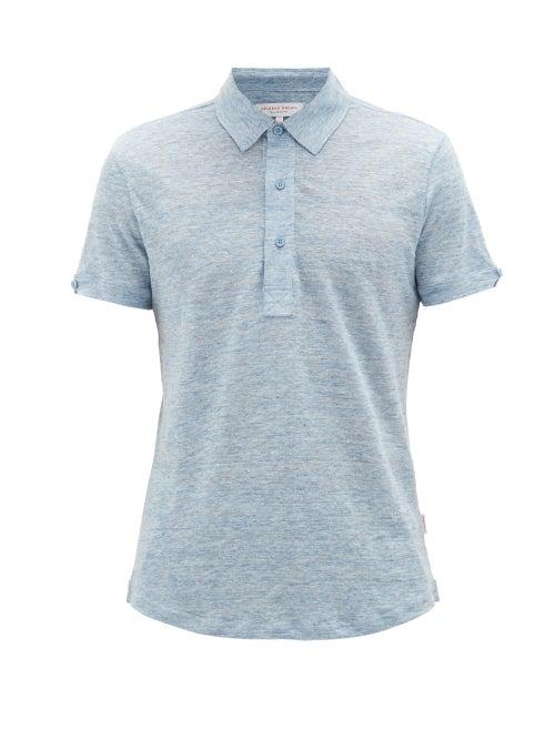 Matchesfashion.com Orlebar Brown - Sebastian Slubbed-linen Polo Shirt - Mens - Light Blue