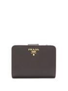 Matchesfashion.com Prada - Compact Zip Around Saffiano Leather Wallet - Womens - Black