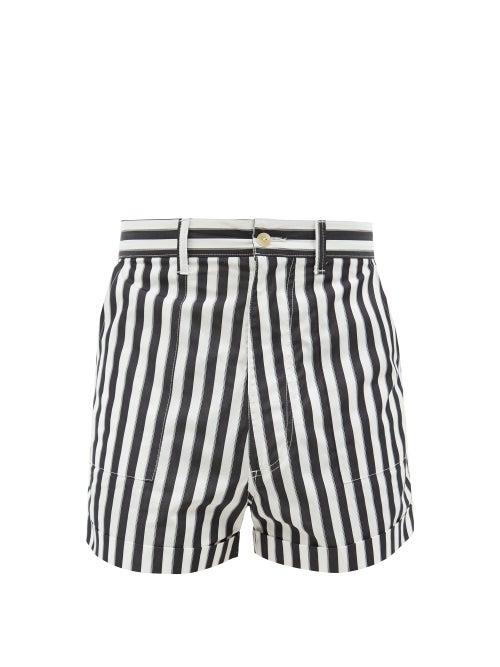 E. Tautz - Jacquard-striped Cotton-poplin Shorts - Mens - Blue White