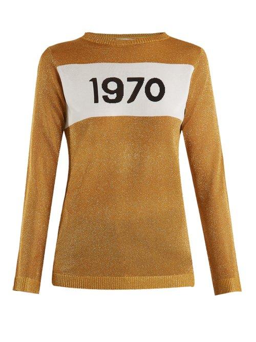 Matchesfashion.com Bella Freud - 1970 Intarsia Knit Sweater - Womens - Gold