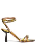 Matchesfashion.com Aquazzura - Isabel 75 Python-effect Leather Sandals - Womens - Black Yellow