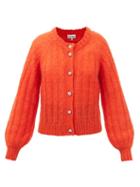 Ganni - Embellished Mohair-blend Cardigan - Womens - Orange