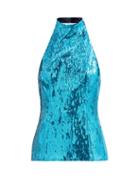 Matchesfashion.com Galvan - Oceana Halterneck Sequinned Top - Womens - Blue