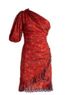 Matchesfashion.com Isabel Marant Toile - Esther Embroidered Floral Print Asymmetric Dress - Womens - Red