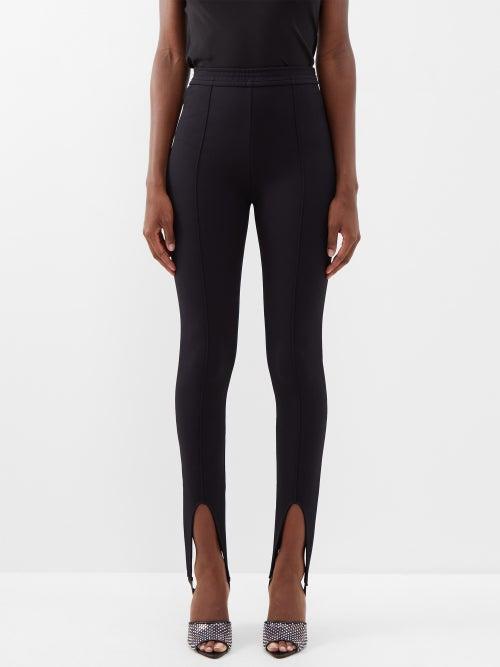 Saint Laurent - Pintucked Jersey Stirrup Leggings - Womens - Black
