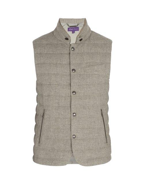 Matchesfashion.com Ralph Lauren Purple Label - Whitwell Quilted Wool And Cotton Blend Down Gilet - Mens - Grey