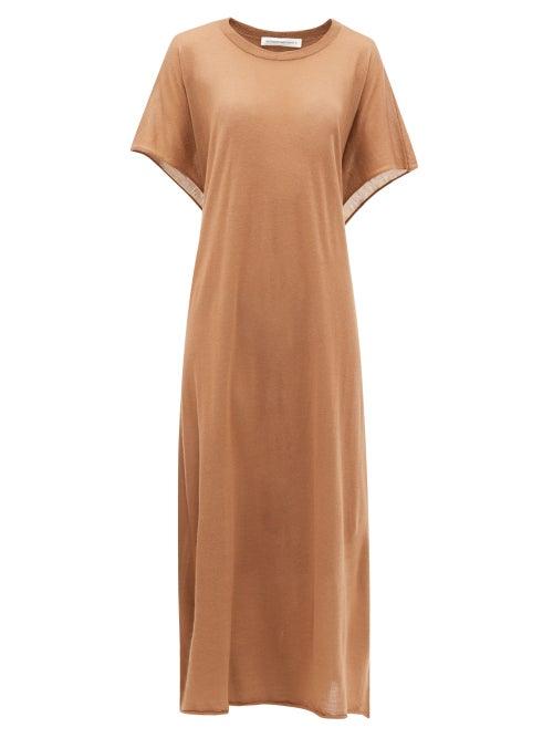 Matchesfashion.com Extreme Cashmere - No.139 Caftan Tie-back Cashmere Maxi Dress - Womens - Light Brown