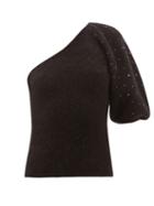 Matchesfashion.com Joostricot - Beaded One-sleeve Mohair-blend Sweater - Womens - Black