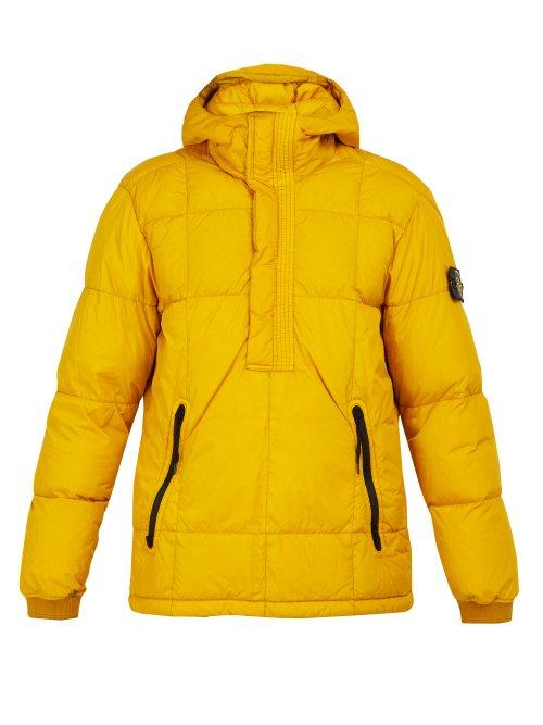 Matchesfashion.com Stone Island - Down Quilted Hooded Coat - Mens - Yellow
