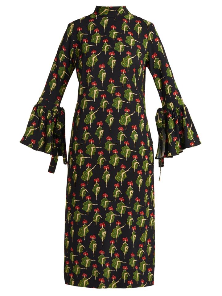 La Doublej Editions Can Can Happy Wrist-print Dress