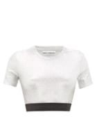 Matchesfashion.com Paco Rabanne - Logo-hem Lam Cropped Top - Womens - Silver