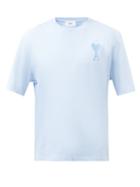 Ami - Ami De Caur-embroidered Cotton-jersey T-shirt - Mens - Light Blue