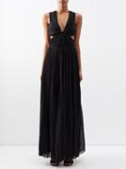 Chlo - Off-the-shoulder Pleated Silk-gauze Gown - Womens - Black