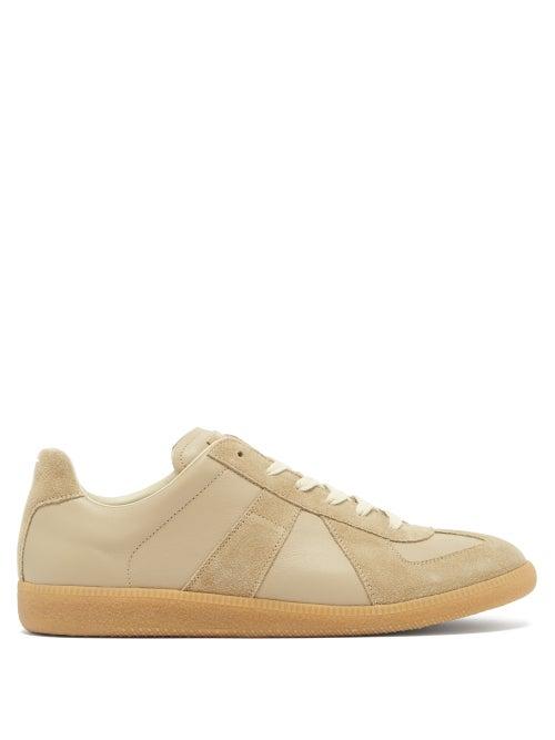 Matchesfashion.com Maison Margiela - Replica Suede-panel Leather Trainers - Mens - Tan