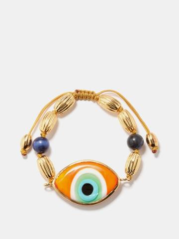 Tohum - Evil Eye Agate & 24kt Gold-plated Bracelet - Womens - Red Multi