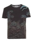 Valentino Japanese Sea-print Crew-neck T-shirt