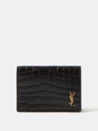 Saint Laurent - Ysl-plaque Croc-effect Leather Bi-fold Wallet - Mens - Black