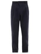 Matchesfashion.com Oliver Spencer - Eden Organic Cotton-herringbone Twill Trousers - Mens - Navy