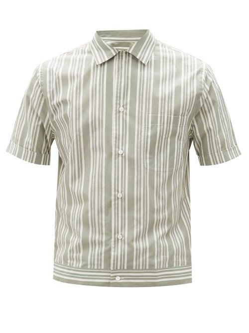 Matchesfashion.com Brioni - Striped Short-sleeve Cotton-poplin Shirt - Mens - White Multi