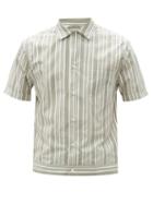 Matchesfashion.com Brioni - Striped Short-sleeve Cotton-poplin Shirt - Mens - White Multi