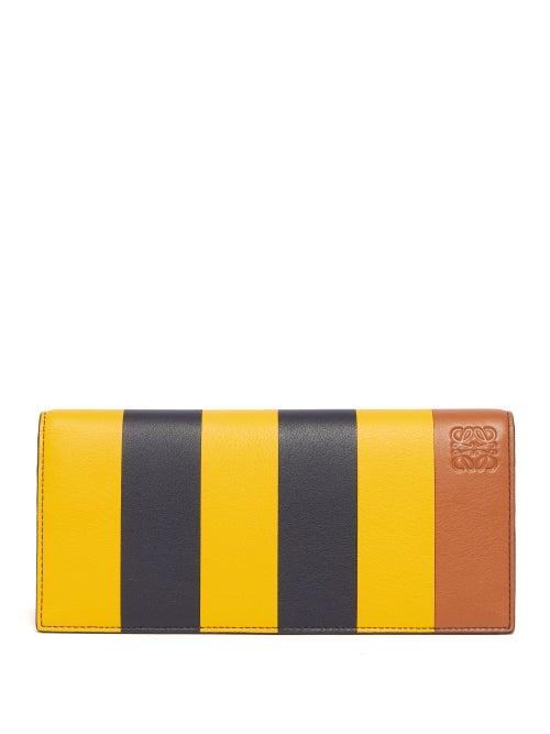 Matchesfashion.com Loewe - Striped Leather Continental Wallet - Mens - Yellow Multi