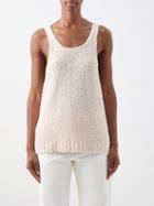Altu - Scoop-neck Boucl Tank Top - Womens - Light Pink