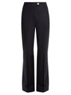 Matchesfashion.com Alexachung - Hound's Tooth Checked Wool Blend Trousers - Womens - Navy