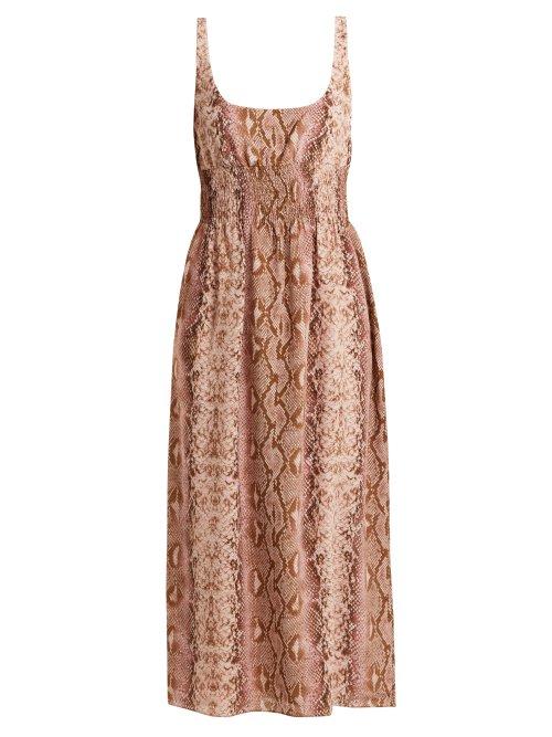 Matchesfashion.com Emilia Wickstead - Giovanna Python Print Silk Dress - Womens - Animal