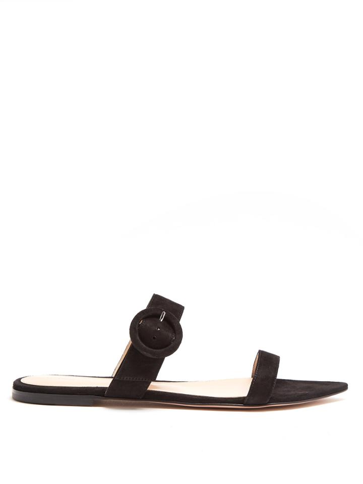 Gianvito Rossi Double-strap Suede Flats