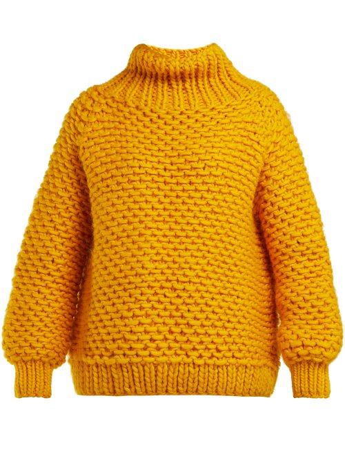 Matchesfashion.com I Love Mr Mittens - Chunky Knit Wool Sweater - Womens - Yellow