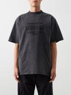 Balenciaga - Logo-print Distressed Cotton-jersey T-shirt - Mens - Black