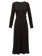 Matchesfashion.com Goat - Josephine Pleated-skirt Crepe Midi Dress - Womens - Black