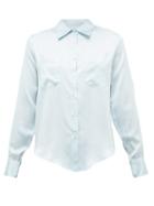 Matchesfashion.com Officine Gnrale - Carine Silk-satin Shirt - Womens - Light Blue