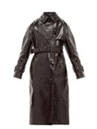 Matchesfashion.com Joseph - Belted Vinyl Coated Wool Blend Trench Coat - Womens - Burgundy